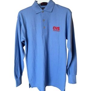 CVS Light Blue Long Sleeve Polo Shirt, S